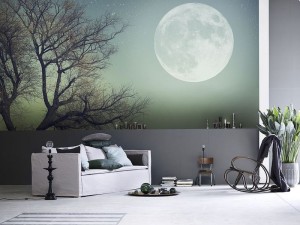 Луна на фотообоях для гостиной комнаты