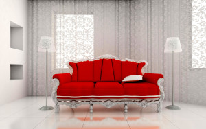 Красный изящный диван