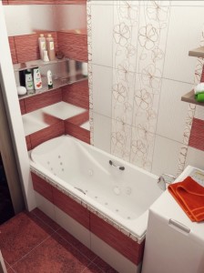 интерьер для ванной комнаты в красном цвете